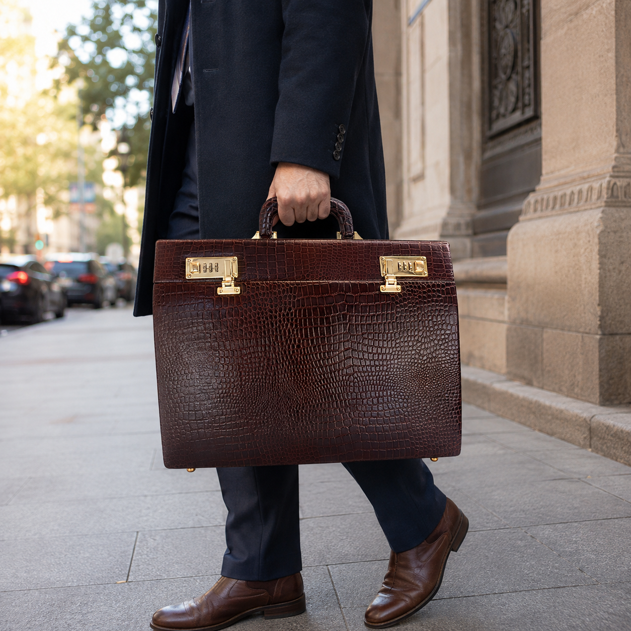 Genuine leather executive briefcase view 3