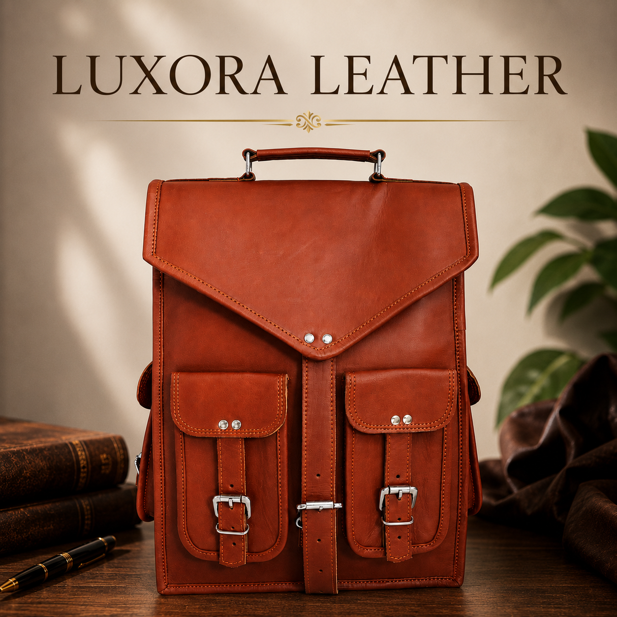 Vintage genuine leather convertible laptop backpack